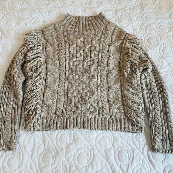 Universal Thread Sweaters - Universal Thread Taupe Cable Knit Turtleneck Sweater